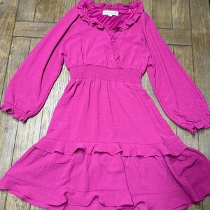 Vibrant Pink Long Sleeve Dress